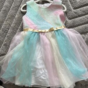 Bonnie Jean Pink and Blue Formal Dress with Tulle Skirt